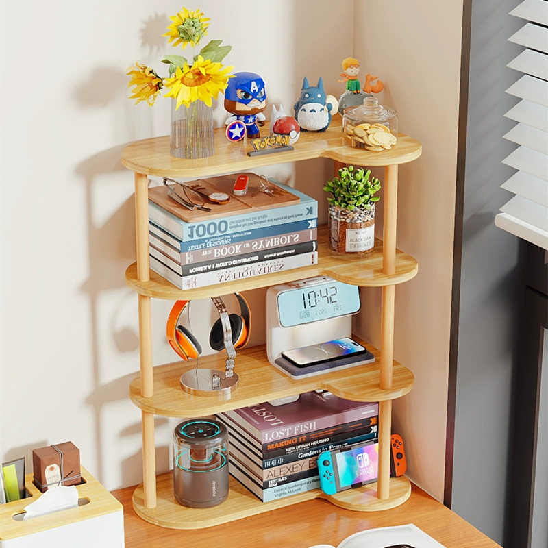 Угловой органайзер для книжной полки на стол, многоярусная полка для хранения, простой настольный органайзер, небольшая полка с прочными деревянными стойками.