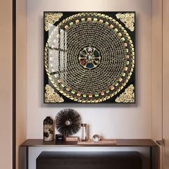 壇城黒金唐カード掛け絵六字真言心経玄関壁画金軽豪華装飾画チベット式心経