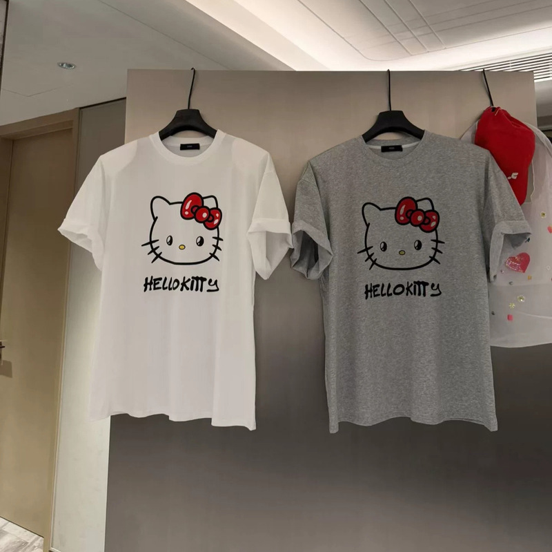 2026 Summer New Korean Fashion Cartoon Kt Cat Print Age-Reducing Casual Short-Sleeve T-Shirt for Women, Loose and Trendy 2026 Summer New Korean Fashion Cartoon Kt Cat Print Age-Reducing Casual Short-Sleeve T-Shirt for Women, Loose and Trendy