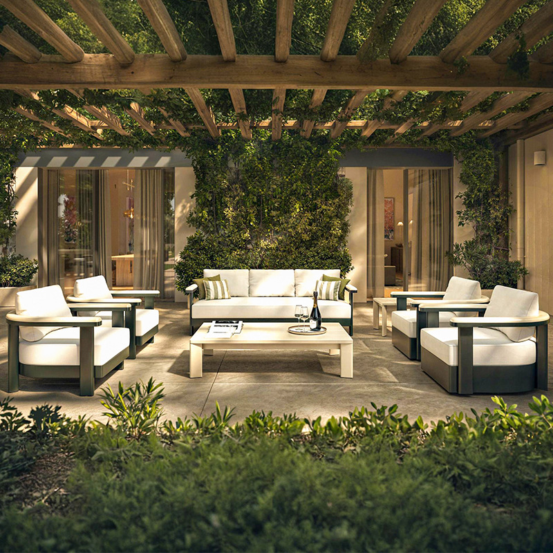 Sofá de aleación de aluminio al aire libre patio villa jardín departamento de ventas diseñador de hoteles al aire libre muebles de ocio image 3