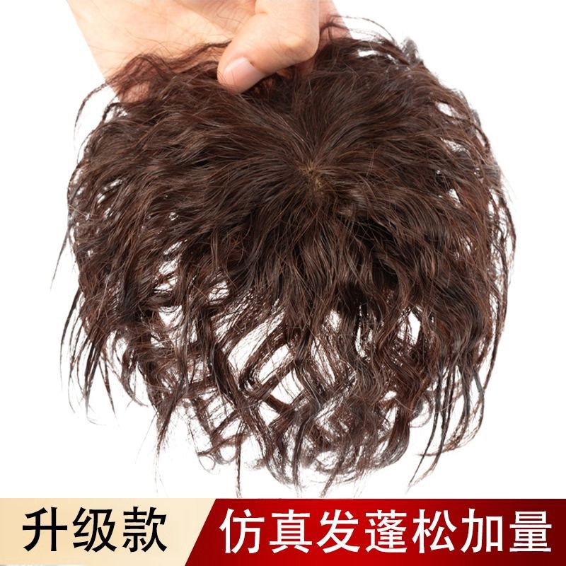 Wig Top of Head Repair Small Curly Hair Short Hair Wig Covering White Hair Light Fluffy Corn Whisker Bangs Wig Women