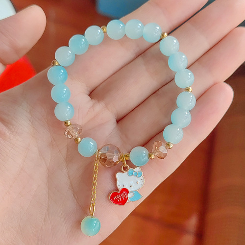 Cinnamon dog Sanrio glass bracelet live broadcast student live broadcast gift two-color crystal cartoon bracelet for women