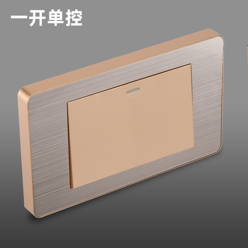 Panel de enchufe de metal estándar estadounidense de acero inoxidable dibujado oro tres agujeros Taiwan conmutador USB suministro directo de fabricantes de enchufes