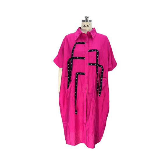 Cross-border Europe and America Africa 2024 Summer Hot Sling Strap Short-sleeved plus size Loose Casual Multicolor Live Model