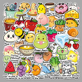 50张英文儿童奖励贴纸原创正能量鼓励卡通谐音梗创意装饰水杯贴纸