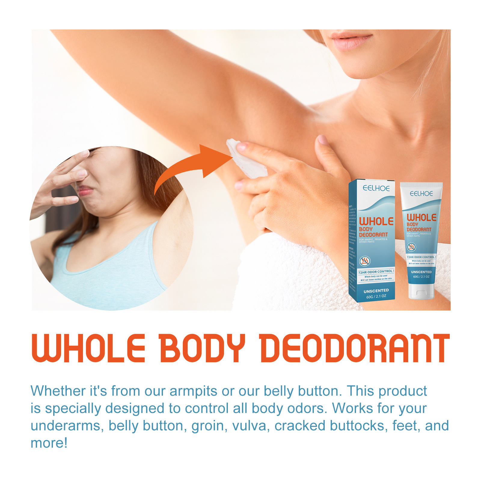 EELHOE Deodorant Cleansing Achselhöhle Fuchs Geruch, Schweiß, erfrischender und lang anhaltender Duft Körperpflegecreme_voghion.com