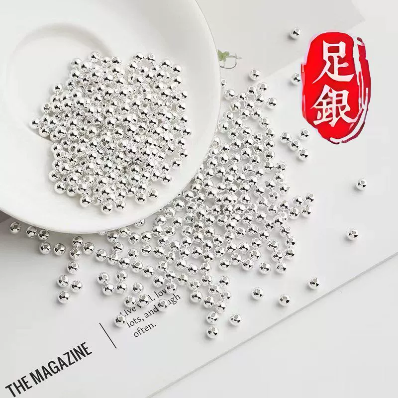 S999 бусины из чистого серебра, оптовая продажа, свободные жемчужные бусины, аксессуары, плетеная веревка, круглые бусины, материал для бисера, три