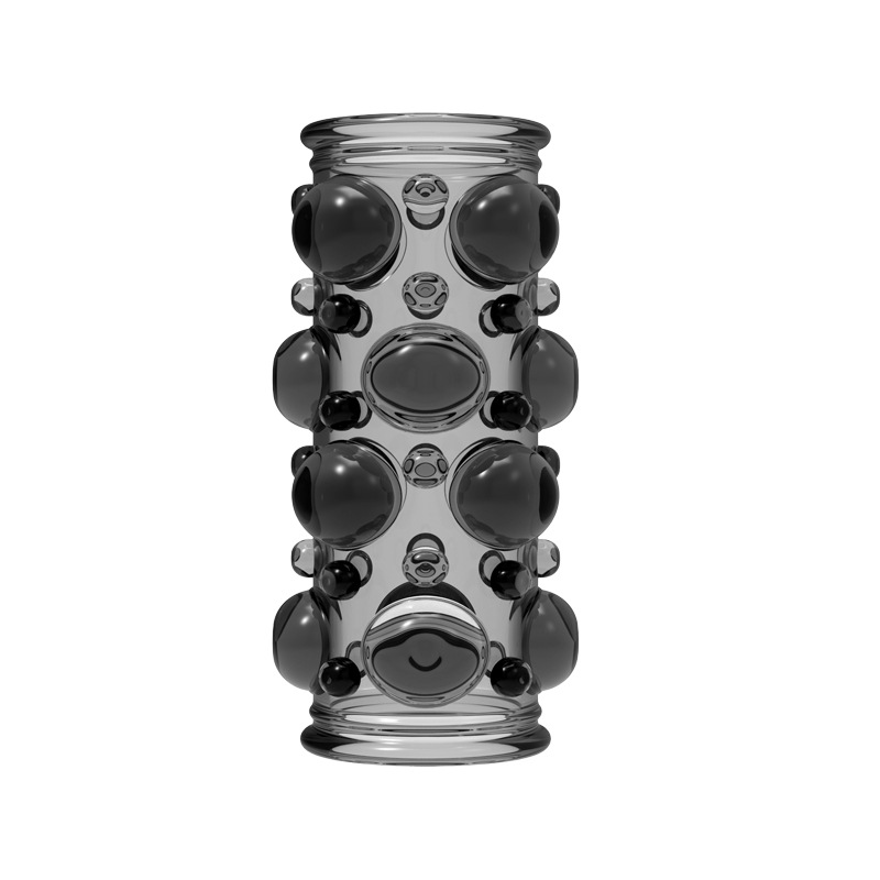 Explorer Spiked Lock Ring Foreskin Barrier Set, TPE Manual Delay Ring, Transparent Black — detail image 5