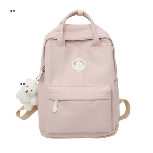 Japanese-style Ins girl dual-shoulder bag, Korean version, junior high school student backpack for girls, trendy large-capacity solid color nylon hand-held backpack