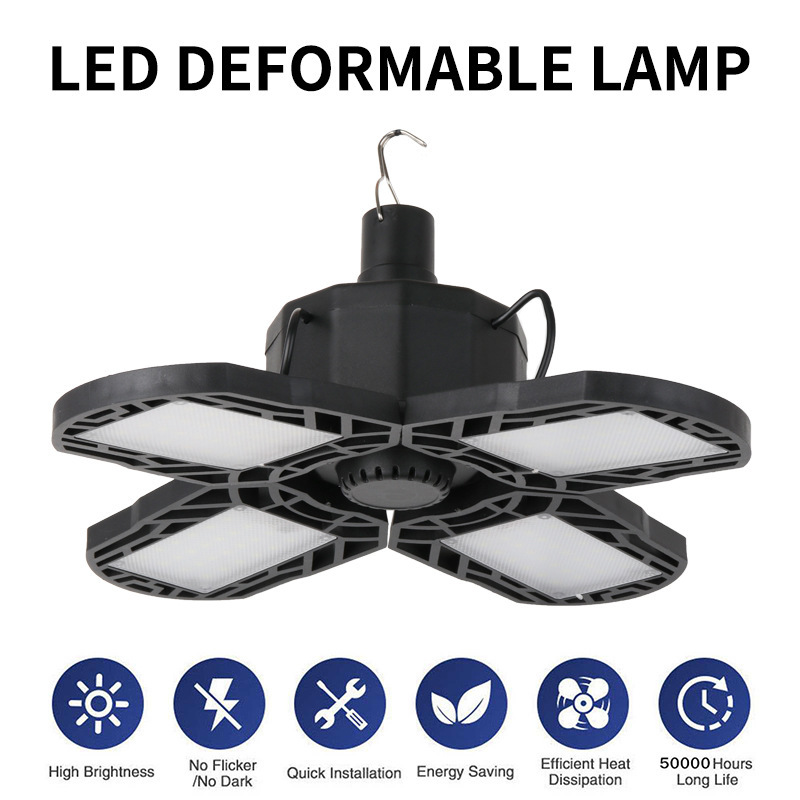 Solar Garage Light Led Remote Control Industrial and Mining Light Foldableing Home Outdoor Lighting Four-Leaf Foldableing Light Lithium Battery