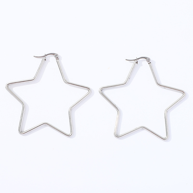 Mode Star Forme De Cœur Papillon Acier Inoxydable Placage Évider Des Boucles D'oreilles 1 Paire display picture 3