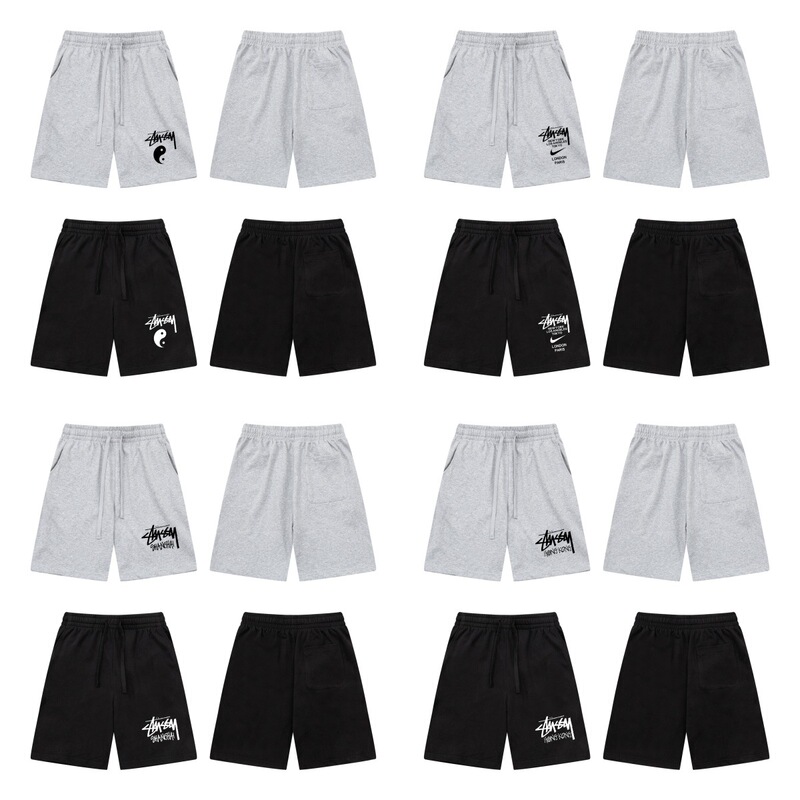 Cross-Border Exclusive Supply of Trendy Brand Stussy In-Stock Items with Real Photos of Logo Prints, High-Quality Double-Yarn Pure Cotton Shorts Collection for Men and Women
