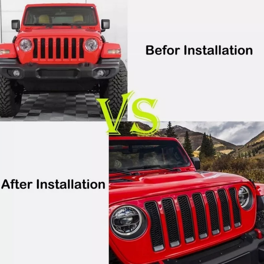 Suitable for 2018 New Wrangler Jl Modification Parts Jl Modified Headlight Ring Center Net Ring Modified Exterior Parts