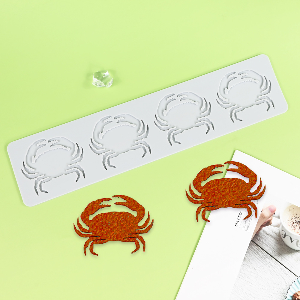 Ocean series cangrejo cangrejo hueso de pescado fondant cojín de encaje pulpo ostras plato frío molde de silicona decorativo
