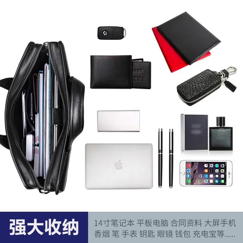 Aideng bolso de los hombres de cuero genuino bolso de los hombres bolso de la computadora de vaca de 14 pulgadas Maletín de negocios Orden de regalo