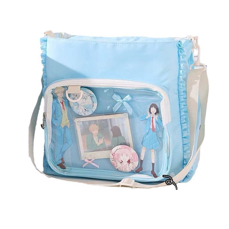 블루 과일 새로운 발레 어깨 가방 투명한 고통 층 학생 SCHOOLBAG 대용량 밀레 바 저장 크로스 바디 백