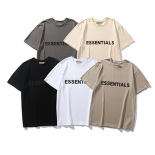 欧美街头潮牌ESSENTIALS立体字母男女oversize夏季情侣宽松半袖潮-阿里巴巴