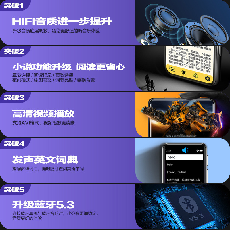 mp4音乐播放器听歌专用mp3蓝牙随身听mp5高中学生款p3p4小说|undefined