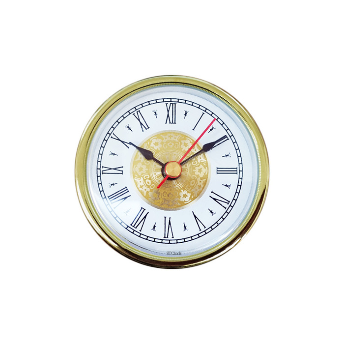 Silent Quartz Clock Insert With Roman And Arabic Numerals Gold Silver_voghion.com