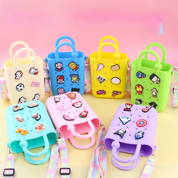 Cartoon Silicone Hole Bag Children's Portable Crossbody Bag DIY Parent-Child Beach Bag Antibacterial Dry and Wet Separation