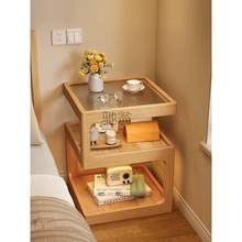 gq床头柜置物架全实木卧室新款创意床头柜原木极窄床边储物柜置物