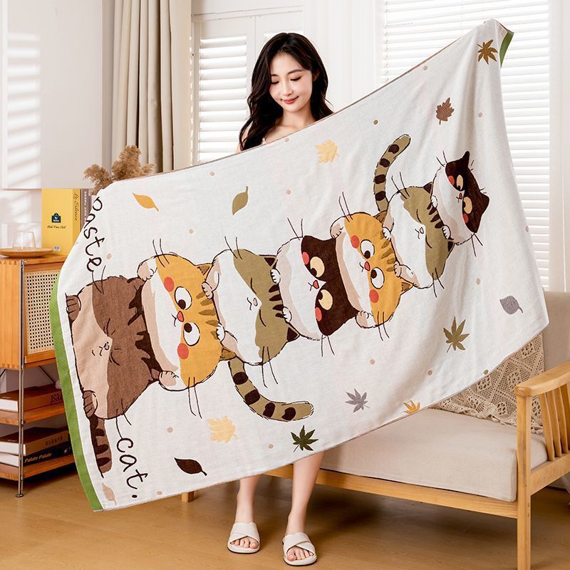 Cotton gauze quick dry children's cartoon school bath towel for men…