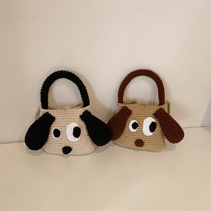 Productos acabados gancho niñas y niños bolsos de hombro caricatura lindo perro de ojos grandes bolsos de mano para niños otoño y invierno nuevos bolsos para niños