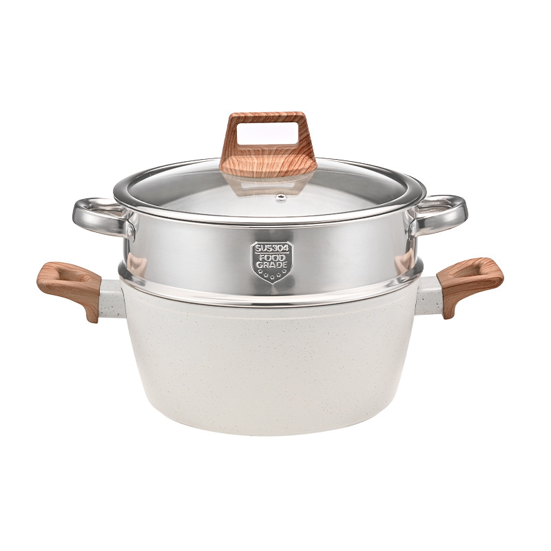 Comercio exterior transfronterizo Olla antiadherente de piedra médica Olla complementaria para bebés Olla de leche pequeña para bebés Cocina de inducción doméstica Estufa de gas