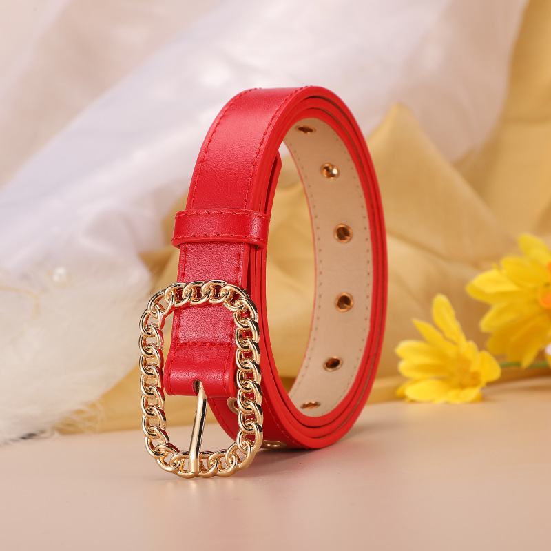 Mode riem retro goud vierkant gesp voor dames stijlvolle riem_voghion.com