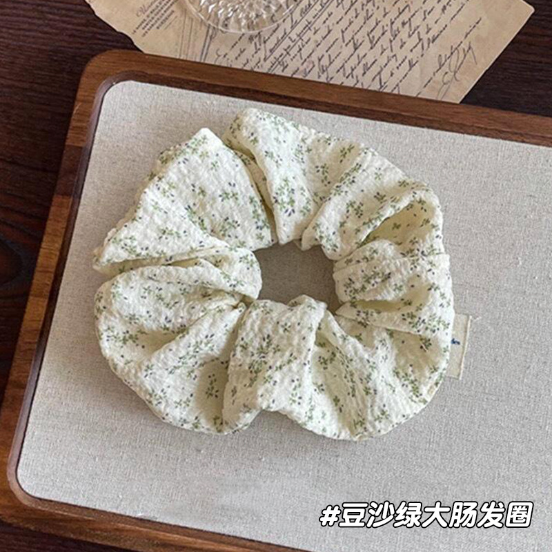 Encaje de flor coreana Encaje de intestino grueso Anillo de cabello femenino Cabeza de flor de viento pastoral Cuerda de cabeza de bola de gran tamaño Accesorios para el cabello de alta calidad