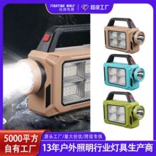 跨境太阳能手电筒led强光户外便携超亮usb充电COB工作手提探照灯