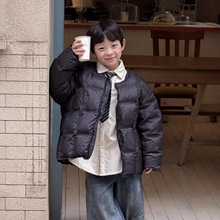 蓝钰25秋冬新品童装中小童男童可溯源90白鸭绒豆腐块黑色羽绒服