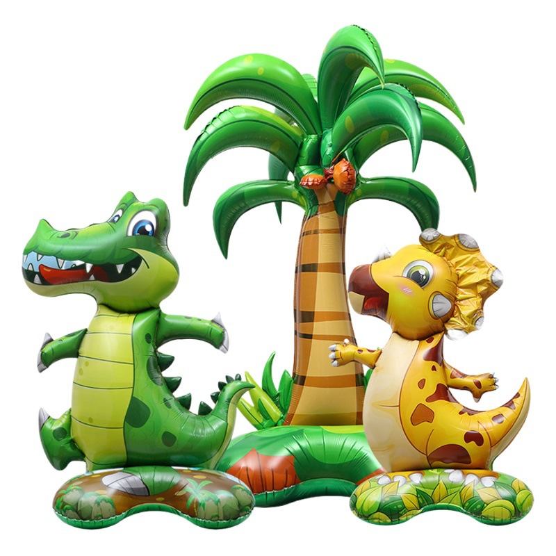 Decoración de ventana fiesta foto globo de gran tamaño 4D tridimensional de pie dinosaurio cocodrilo selva animal globo de dibujos animados