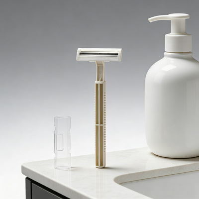 厂家供应酒店客房一次性不锈钢剃须刀 宾馆白色圆柄刮胡刀