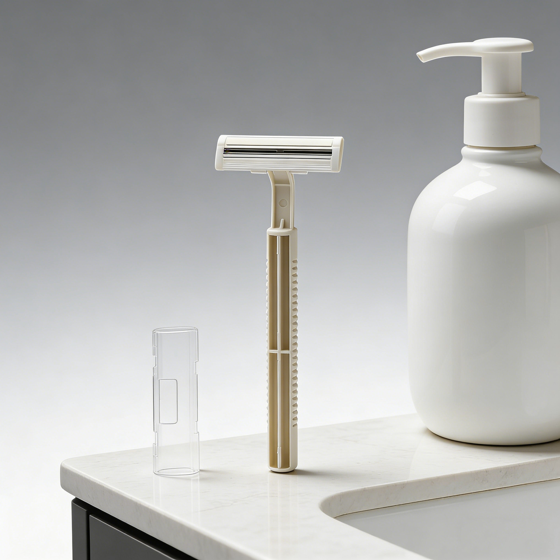 厂家供应酒店客房一次性不锈钢剃须刀 宾馆白色圆柄刮胡刀