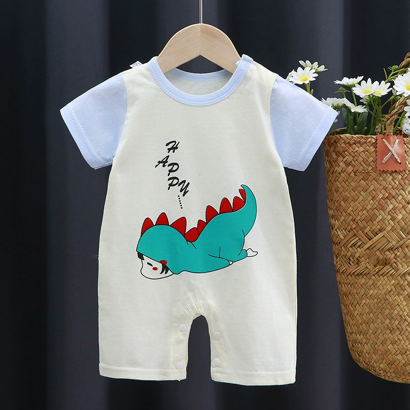 Short-Sleeve Baby Romper Summer Bodysuit, Newborn Girls, Thin Lightweight, 59–90 cm