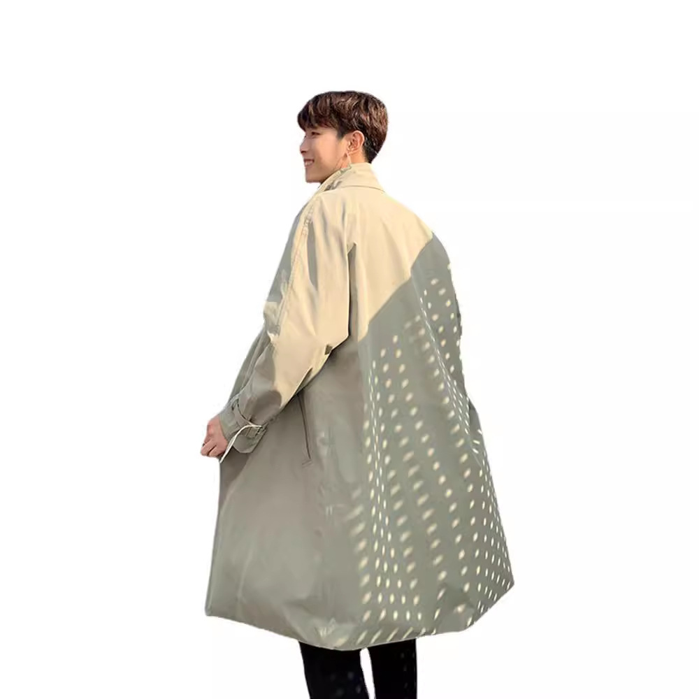 Gabardina de los hombres de media longitud de primavera y otoño estilo coreano de moda Ruan guapo ins collar de soporte suelto simple casual a prueba de viento más abrigo de tamaño image 6