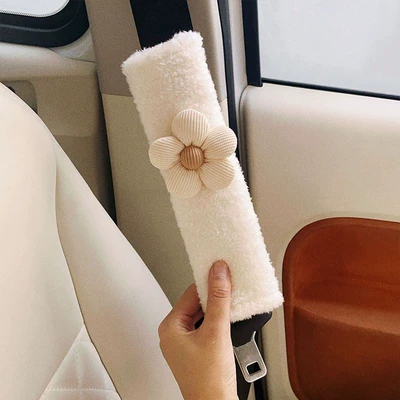 Seat belt shoulder pad — Belt Interior Accessories Practical - white-simple-flower-white-20cm7cm
