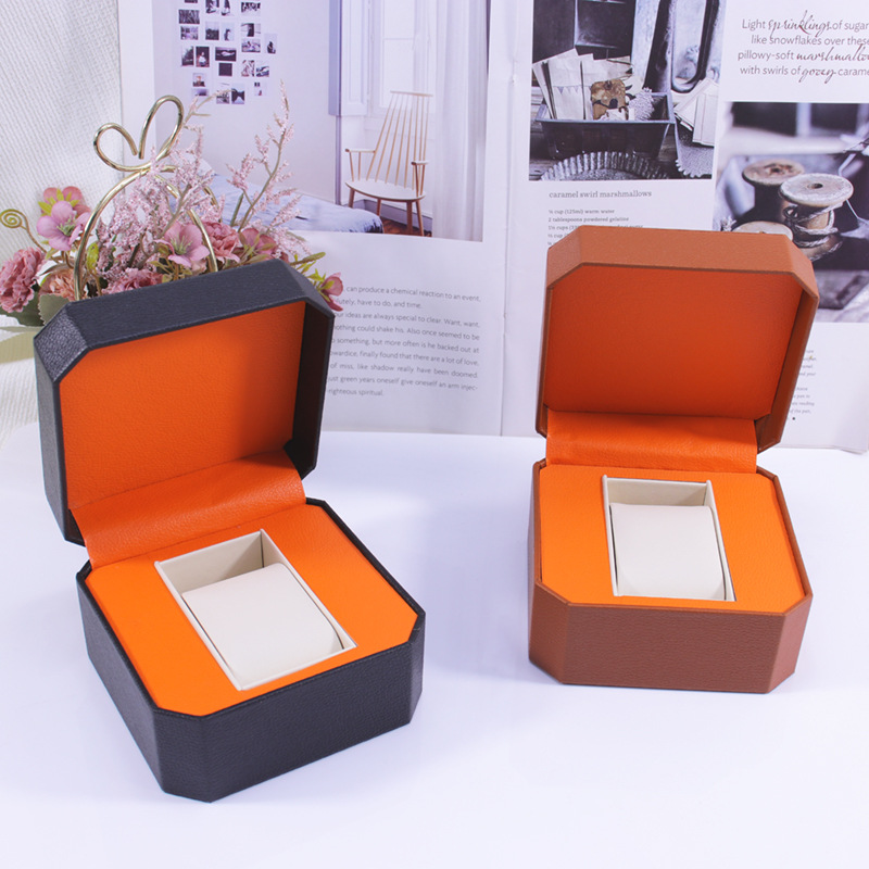 New Octagonal Pebbled Pu Leather Watch Box, Mechanical Watch, Smart Watch, Accessible Luxury Gift Box, Watch Flip Box in Stock
