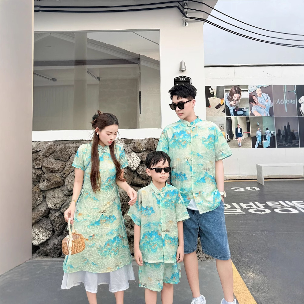 国风亲子装儿童旗袍母女连衣裙夏装2025新中式婴儿女童古风汉服潮