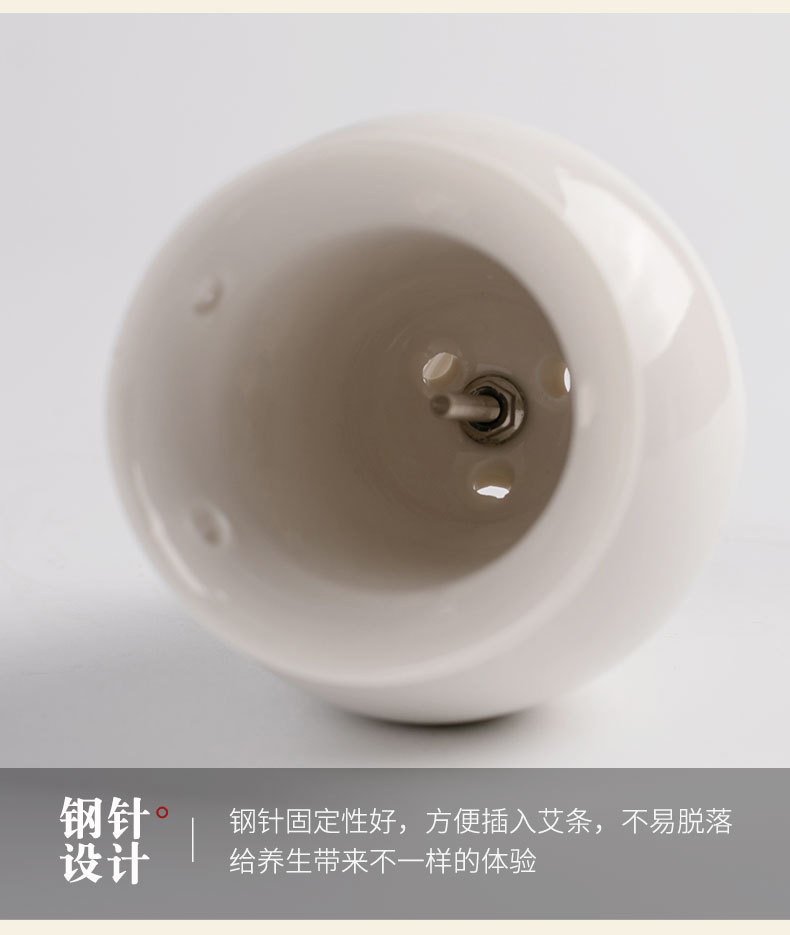 Ceramic Moxa Jar Small Neck Warming Tool with Cloth Sleeve and Ash Guard for Home Moxibustion key features