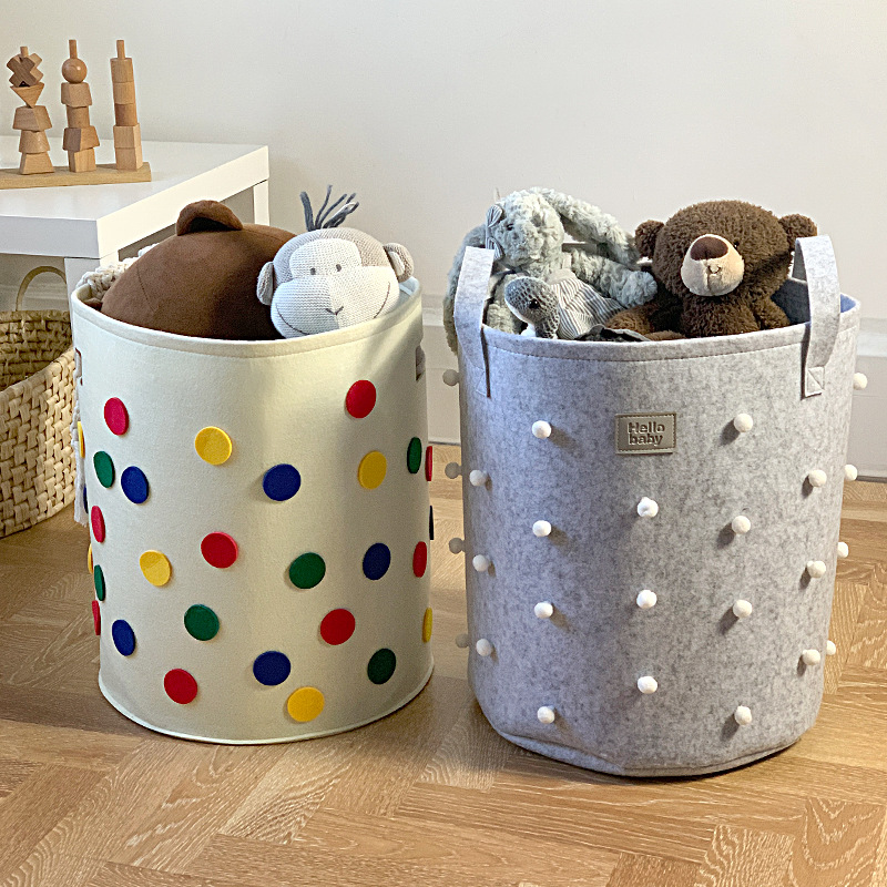 家用毛毡脏衣篮北欧布艺衣物洗衣篮儿童脏衣服可折叠脏衣桶收纳桶