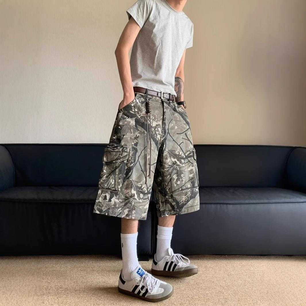 American Retro Street Style Handsome Five-Point Shorts Summer Heavy Camouflage Cargo Shorts Men's Trendy Casual Loose Pants