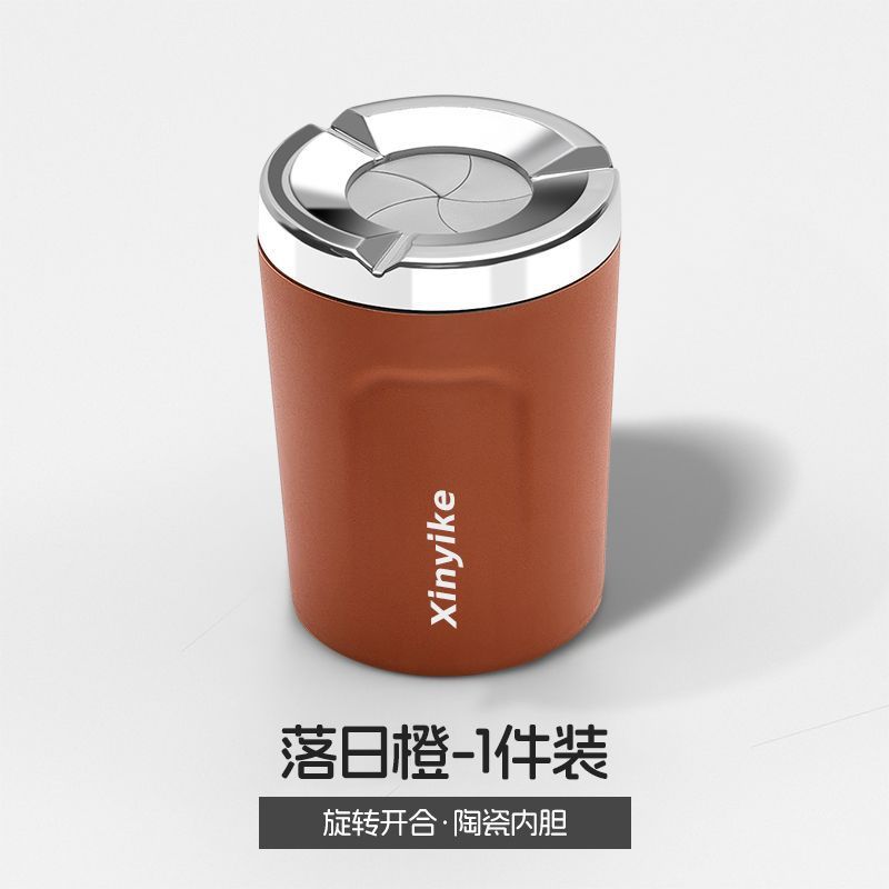 Sealed rotating car ashtray, anti-ash flying metal, creative high-end in-car ashtray, anti-drop device