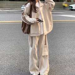 大码秋季时尚卫衣休闲运动套装女宽松遮肚显瘦两件套胖mm2-300斤