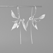 山霖《空谷幽兰》925银耳环 原创设计 立体兰花朵中国风复古美