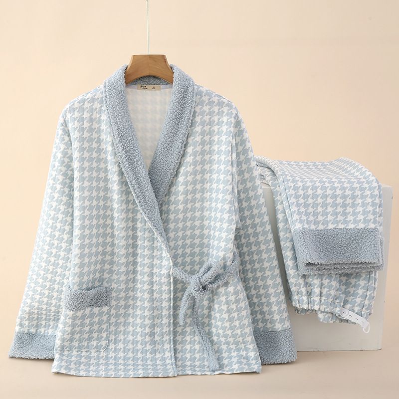 옆열림-에어 코튼-퍼 칼라 체크-블루