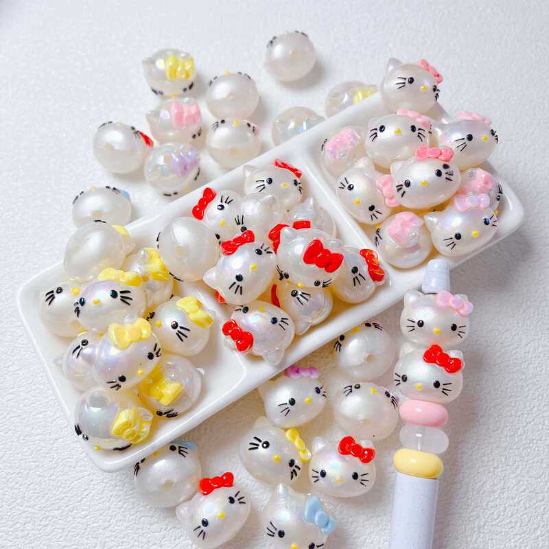 Acrylic Cartoon Kitty Cat Through-Hole Beads Cute Pen Accessories DIY Phone Chain Keychain Loose Beads Materials Acrylic Cartoon Kitty Cat Through-Hole Beads Cute Pen Accessories DIY Phone Chain Keychain Loose Beads Materials