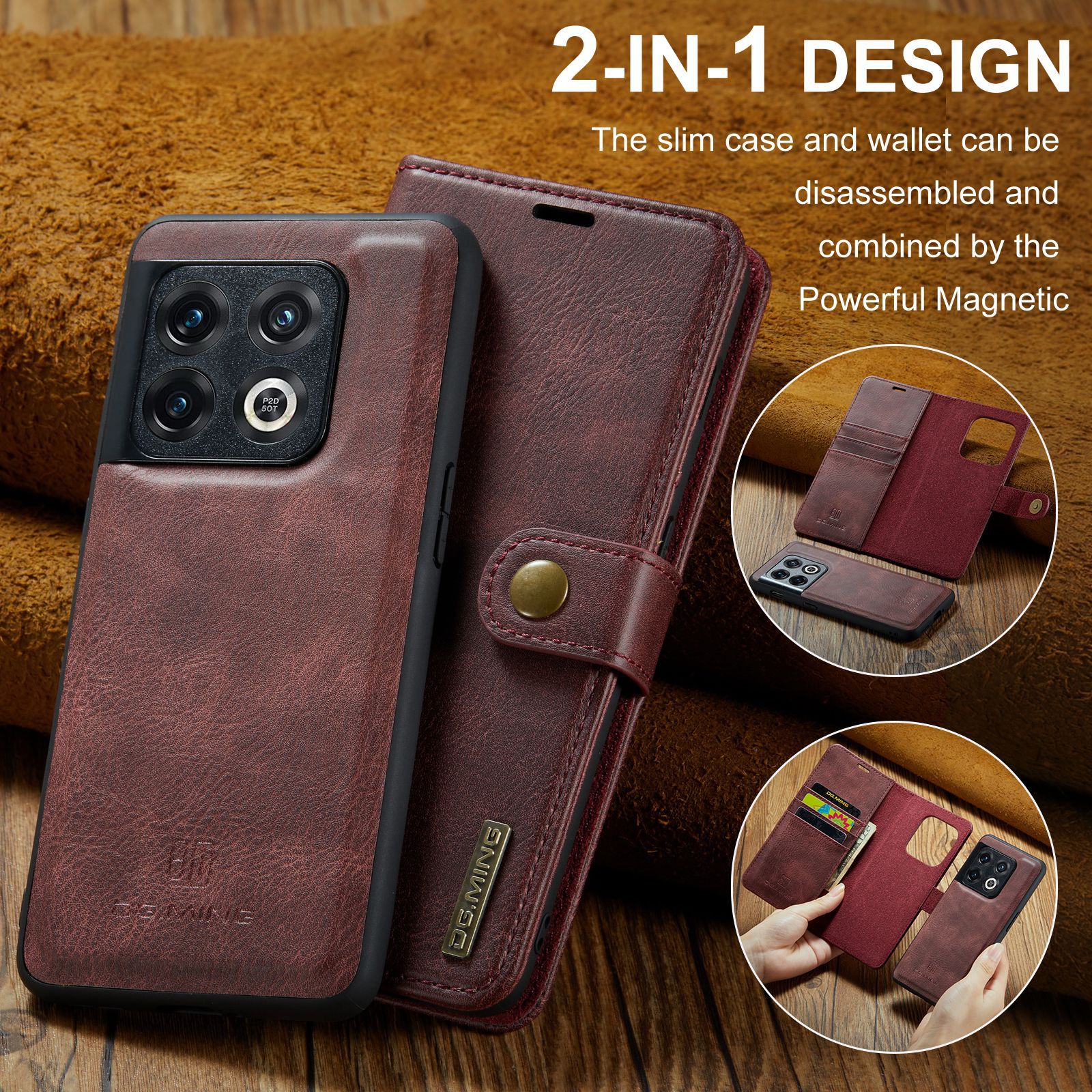 Adecuado para One Plus 1 + 10 Pro funda de cuero dividida magnética One Plus 9RT / Nord2 / N200 teléfono móvil dos en uno con billetera_voghion.com