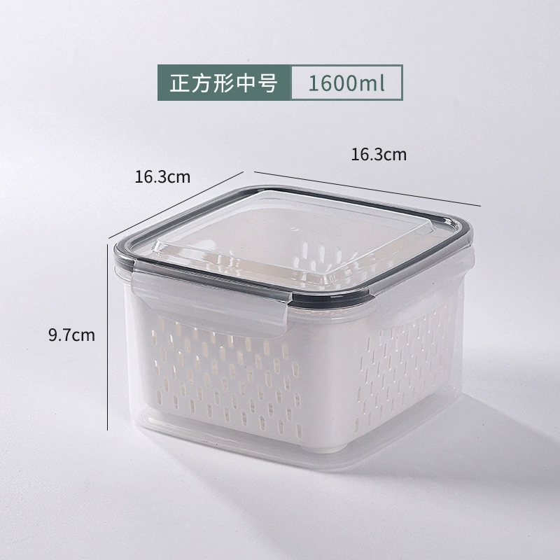 Double‑layer draining food storage box, transparent food‑grade, multiple sizes & sets